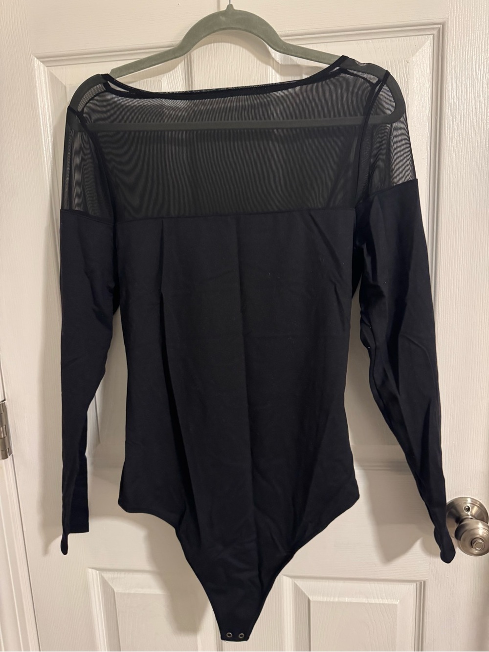 Abercrombie Black Sheer-Yoke Long Sleeve Bodysuit
